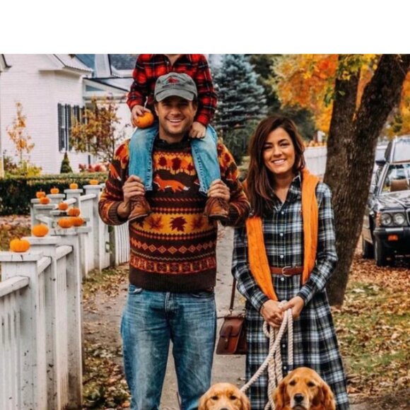 Kiel James Patrick Fox & Foliage Cozy Cabin Unisex Sweater Orange Brown XL - Picture 6 of 7